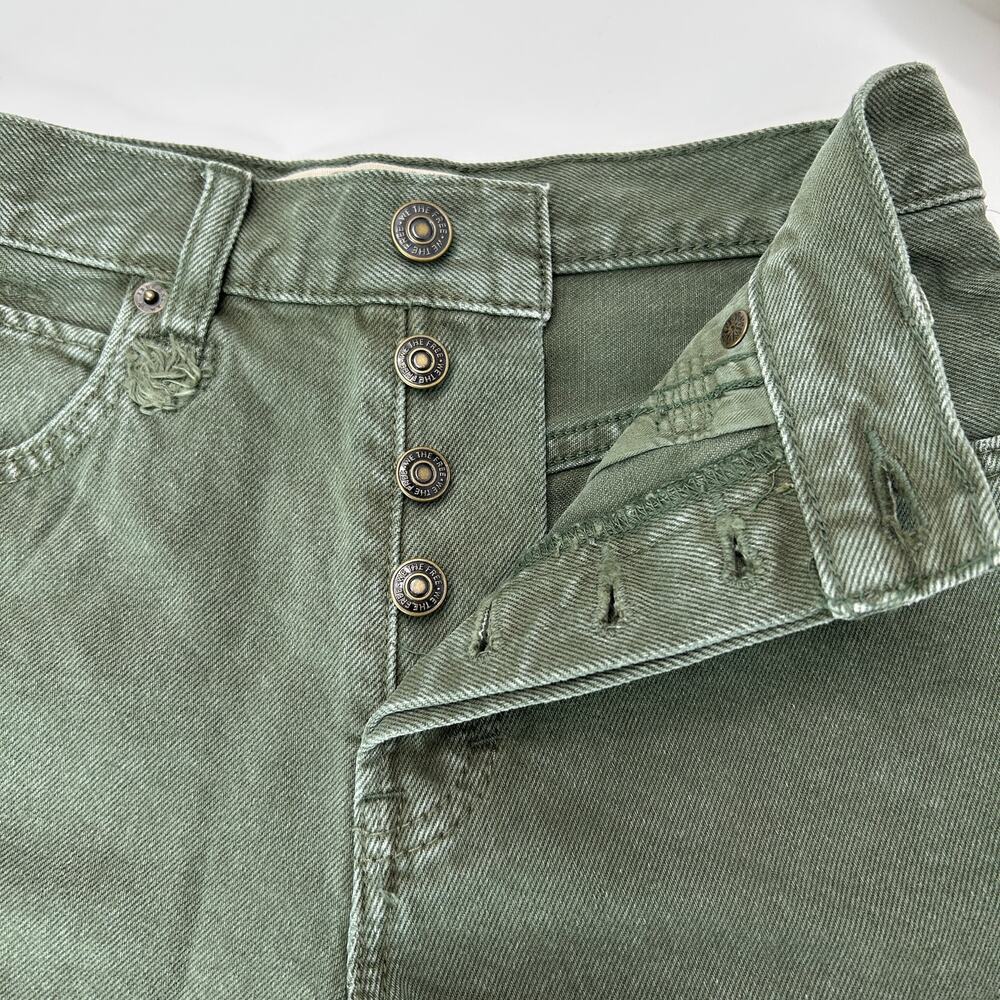 Free People Makai Cutoff Denim Shorts Olive Green Mid Rise Shorts Women 24 NWT - Picture 3 of 10